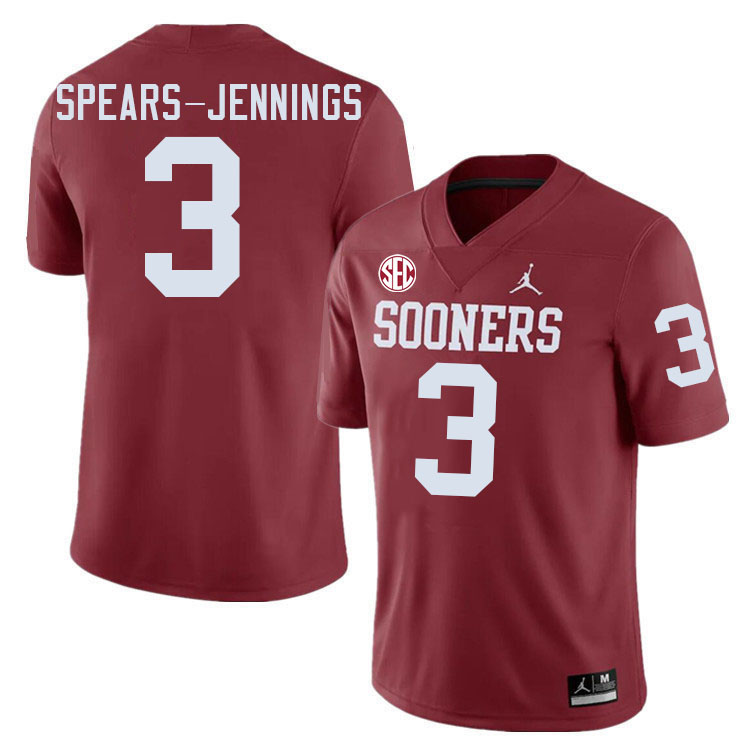 Oklahoma Sooners #3 Robert Spears-Jennings College Football Jerseys,Uniforms-Crimson